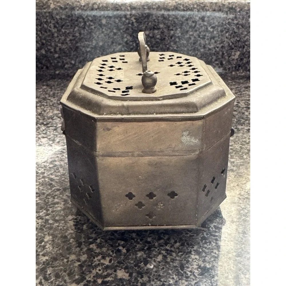 Vintage Brass Cricket Box Trinket Box‎ Incense Potpourri Metal Lock Box